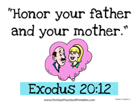 Exodus 20:12 Bible Verse Printables - Christian Preschool Printables