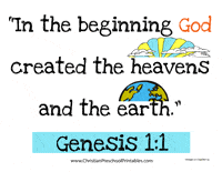 Genesis 1:1 Bible Verse Printables - Christian Preschool Printables