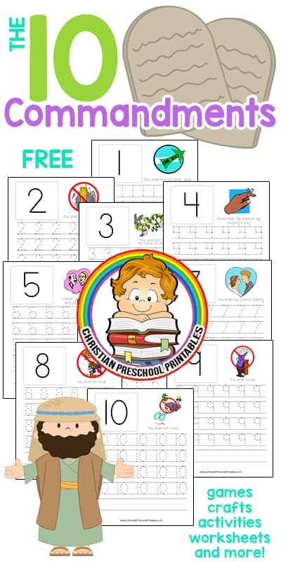 Ten Commandment Worksheets - Christian Preschool Printables