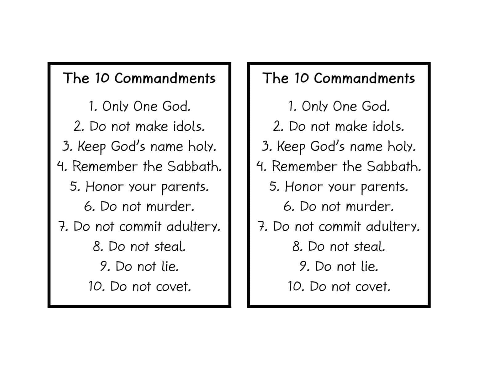 Ten Commandments for Kids Bible Craft Christian Preschool Printables
