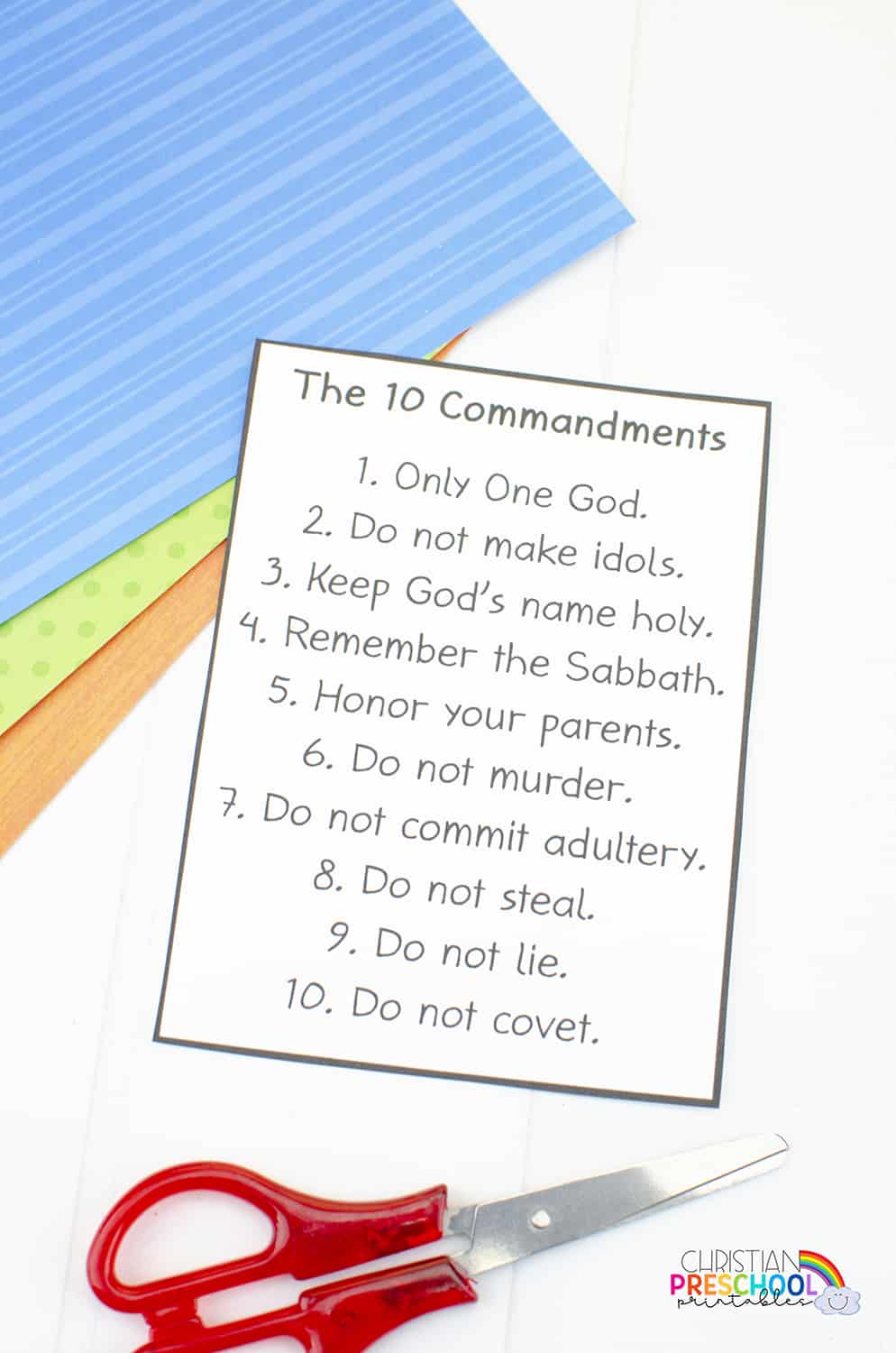 Ten Commandments for Kids Bible Craft Christian Preschool Printables