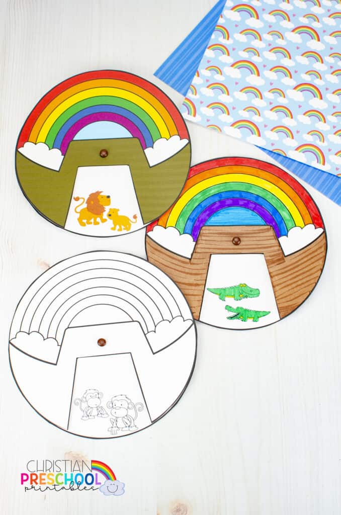 Crafts for Noah's Ark Spinner Animal Activity Christian Preschool