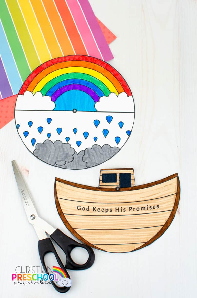 Noah's Ark Craft Spinner for Kids Christian Preschool Printables