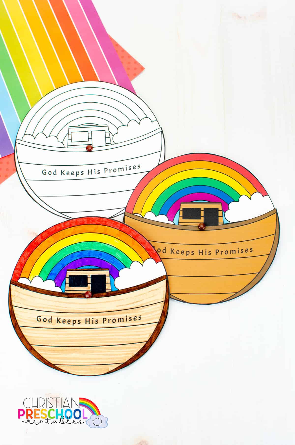 Noah's Ark Craft Spinner for Kids Christian Preschool Printables
