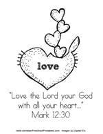 Mark 12:30 Bible Verse Printables - Christian Preschool Printables